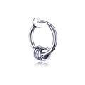Polished silver hoop earrings for men with three movable small rings and mirror reflection - Four Rings Non-pierced / Steel