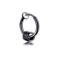 Sleek black stainless steel hoop earring for men featuring three small hanging rings - Four Rings Non-pierced / Black
