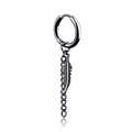 Boucle d'oreille pendentif plume en noir fusil avec un cerceau élégant et chaîne - Style Créoles Plume / Gris Noir