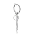 Silver stainless steel peace sign earrings featuring a long chain fringe design - Peace Sign Clip-on Style Steel Color