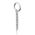 Boucle d'oreille unique en acier argenté avec double chaîne pendante style punk - Gland à Double Chaîne (Style-2)