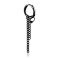 Orecchini a cerchio neri in acciaio inox con catena a nappa in stile punk industriale - Stile Cerchio Doppia Catena Con Sfera Nero