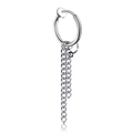 Orecchini a clip in acciaio inossidabile argento con doppie catene e perline lucide - Stile Clip Doppia Catena Con Sfera Argento
