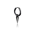 Punk black titanium spike hoop earring with polished finish and dangling cone charm - Polished Spike Pendant (Style 22)
