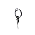 Punk black titanium steel hoop earring with a conical spike pendant for men - Cone Pendant Ear Clip