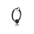 Orecchino a clip nero minimalista in acciaio inossidabile con una perla lucida - Orecchini a clip / Nero