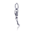 Boucle d'oreille créole avec squelette en acier inoxydable style punk et finition vintage - Créole avec Squelette Pendant