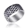 Anillo vintage para hombre de acero inoxidable plateado con patrón trenzado creativo - 23# / Plata Antigua