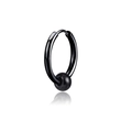 Orecchino a cerchio in acciaio inossidabile nero con perla scorrevole per uomo - Stile Orecchini a Cerchio con Chiusura / Nero