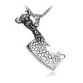 Collana punk in acciaio inossidabile con ciondolo mannaia e incisione a testa di toro - Ciondolo Mannaia Testa di Toro Solo (Senza Catena)