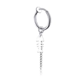Clip per orecchio in acciaio argento con pendente a lisca di pesce e catena lunga - Clip per Orecchio Lisca di Pesce Tono Argento