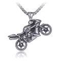 Collana con pendente a moto in acciaio inossidabile con finitura retrò invecchiata - Ciondolo Moto (Senza Catena)