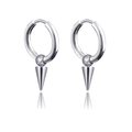 Polished stainless steel hoop earrings with solid cone spike charms for men and women - Classic Hoop Cone Spike Style