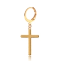 Gepolijste gouden roestvrijstalen ringoorbellen met een minimalistische kruis hanger - Dikke Hoop Stijl Goud (Stijl C)
