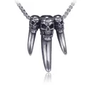 Retro Punk Edelstahl Halskette mit Totenkopf Geist Zahn Anhänger und Box-Kette - Anhänger Ohne Kette