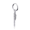 Boucles d'oreilles pendantes plume argentée avec longue chaîne pour hommes et femmes - Style Créoles Plume / Acier