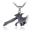 Collana a scure punk retrò in acciaio inossidabile con teschio e catena d'argento - Ciondolo Solo (Senza Catena)