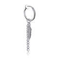 Boucles d'oreilles plume argentées avec anneau clip et chaîne en métal pour hommes et femmes - Style Clip Plume / Acier