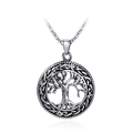 Polished stainless steel Tree of Life pendant necklace with Celtic knot patterns - Pendant Only (Without Chain)