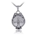 Collana vintage in acciaio inossidabile con pendente a rilievo e catena quadra - Pendente Donna che si guarda allo specchio