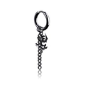 Black stainless steel hoop earring featuring a dragon pendant and metal chain tassel - Black Buckle Style