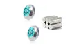 Lake blue magnetic clip-on stud earrings with round faceted stones and silver base - Lake Blue (8mm)