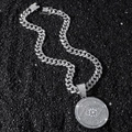 Collana hip hop da uomo con catena cubana argento e ciondolo a cerchio con occhio del male - Collana a Maglie Cubane / Argento (Malocchio Rotondo)