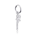 Silver stainless steel huggie earring with hollow dragon charm and fine chain tassel - Steel Color Buckle Style