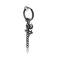 Black punk dragon clip-on earring with hanging chain and tassel in stainless steel - Black - Clip-on