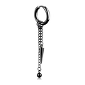 Punk style black titanium steel hoop earring with tassel chain, ball and spike pendants - Hoop Buckle Style / Hoop Black