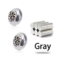 Boucle d'oreille magnétique grise avec zircon blanc rond et base en acier inoxydable - Gris (8mm)