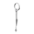 Silver punk tassel earrings with chain drapes, spikes and beads in polished finish - Hoop Buckle Style / Hoop Style Steel Color