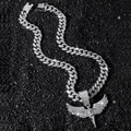 Collar hip hop para hombre en plata con colgante de alas de ángel y cadena cubana - Juego de Collar de Alas de ángel (Con Cadena 50cm) / Plateado