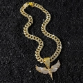Cadena cubana hip hop con colgante de alas de ángel doradas y circonitas brillantes - Juego de Collar de Alas de ángel (Con Cadena 50cm) / Dorado