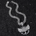 Collana hip hop con ciondolo ala e ancora e catena a maglie cubane ghiacciate - Con Catena (Ciondolo Ala) / Argento