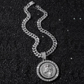 Collana hip hop con ciondolo a forma di falciatrice e pietre di zircone cubico scintillanti - Argento (Morte Rotante) - Con Catena