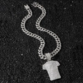 Iced Out Hip-Hop-Kette mit silbernem T-Shirt-Anhänger Nummer 7 und Baddest-Schriftzug - Mit 50cm Kette / Silber (Nummer 7 Trikot)