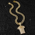 Hip-Hop-Halskette mit vergoldeter Panzerkette und vereistem Nr. 7 Trikotanhänger - Mit 50cm Kette / Gold (Nummer 7 Trikot)