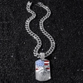 Collana hip hop con pendente aquila e bandiera americana con strass scintillanti - Argento (Aquila Bandiera) Con Catena da 50cm