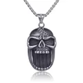 Collana con pendente apribottiglie a teschio punk retrò con catena in acciaio per uomo - Solo Ciondolo