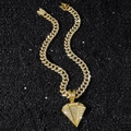 Collana da uomo hip hop in oro a catena cubana con grande pendente a diamante - Set Collana Oro