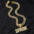 Vergoldete Iced-Out Gliederkette mit SPARK-Buchstabenanhänger für Herren im Hip-Hop-Stil - Buchstabenanhänger (Mit 50cm Kette) / Gold