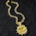 Hiphop herenketting met rond Laatste Avondmaal hanger en goudkleurige iced-out Cuban chain - Halsketting Set (50cm) / Goud (Het Laatste Avondmaal)