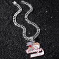 Vereiste silberne Cuban-Link-Kette mit individuellem Cowboys Baseball Club Anhänger - Silber (Club Logo) mit Kette