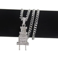 Collana hip hop con catena cubana d'argento e ciondolo a forma di spina con strass - Spina in Strass Incastonato Argento / 76CM
