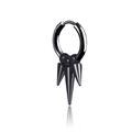 Black punk style clip-on earring with three cone pendants in stainless steel - Triple Spike Ear Hoop / Black
