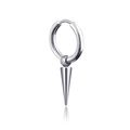 Silver stainless steel huggie hoop earring with a sleek tapered spike dangle pendant - Single Long Spike Ear Hoop / Steel