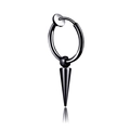 Orecchino a clip in acciaio nero con ciondolo a cono pendente stile gotico - Nero Punta Singola Clip Lungo