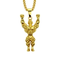 Collar hip hop con colgante de hombre musculoso dorado para hombre estilo fitness - Estilo Hombre Musculoso / Cadena veneciana / Dorado
