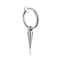 Orecchino a clip in acciaio inossidabile argento lucido con lungo pendente a punta - Argento Lungo Punta Singola Clip